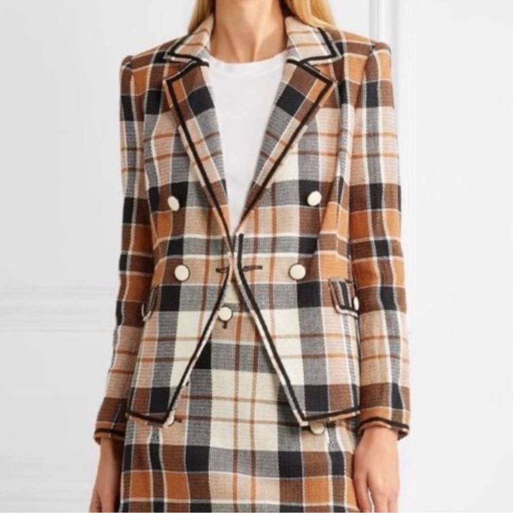 Veronica Beard Utah Plaid Double Breasted Blazer Jacket NWOT